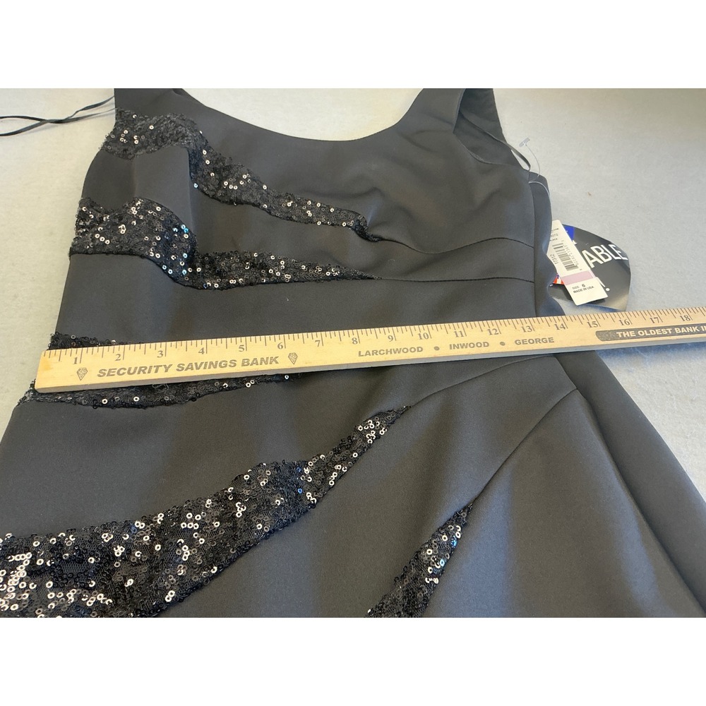 R&M Richard's Black Sequin Tiered Sheath Cocktail Dress Size 6 Formal NWT - Picture 16 of 16